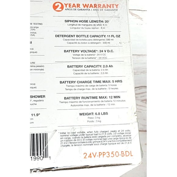 SunJoe Intertek 24V Max Cordless ION Power Cleaner Kit, 350psi Power Washer - Picture 6 of 16